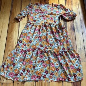 Jillian Harris for Joe FreshFloral Tiered Dress in Mustard & Pink